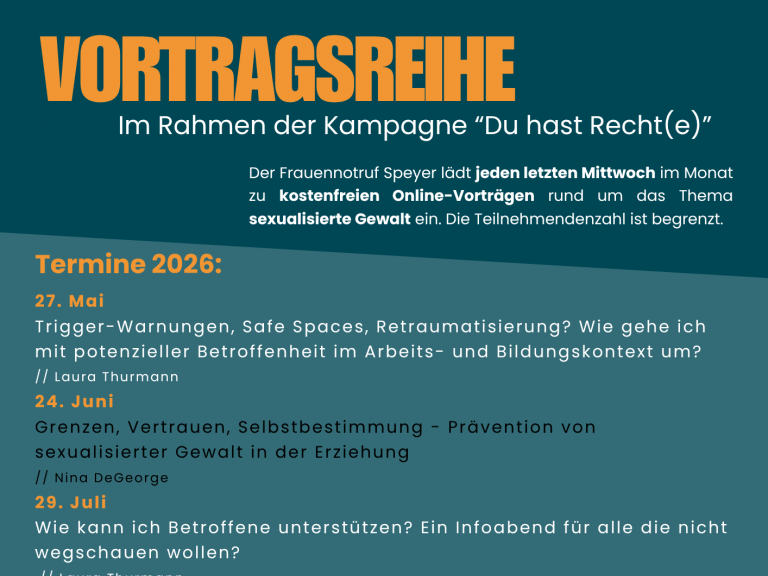 Plakat der Vortragsreihe mit den Titeln der Vorträge und Referentinnen. 